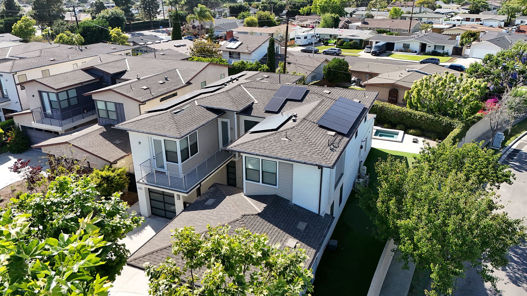solar panels installed on a home's roof in orange county by the oc solar team